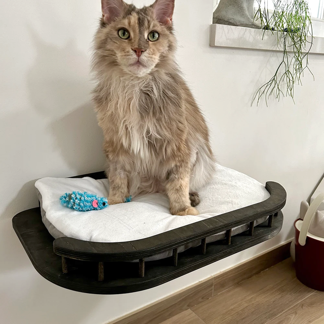 Large Wall Cat Bed With Soft Cushion - dark color