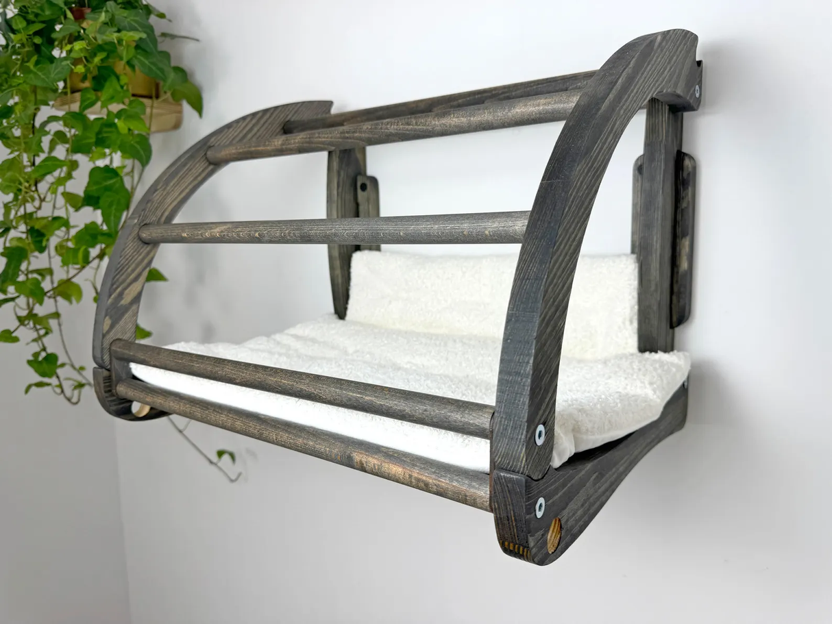 cat tunel bed with white cushion