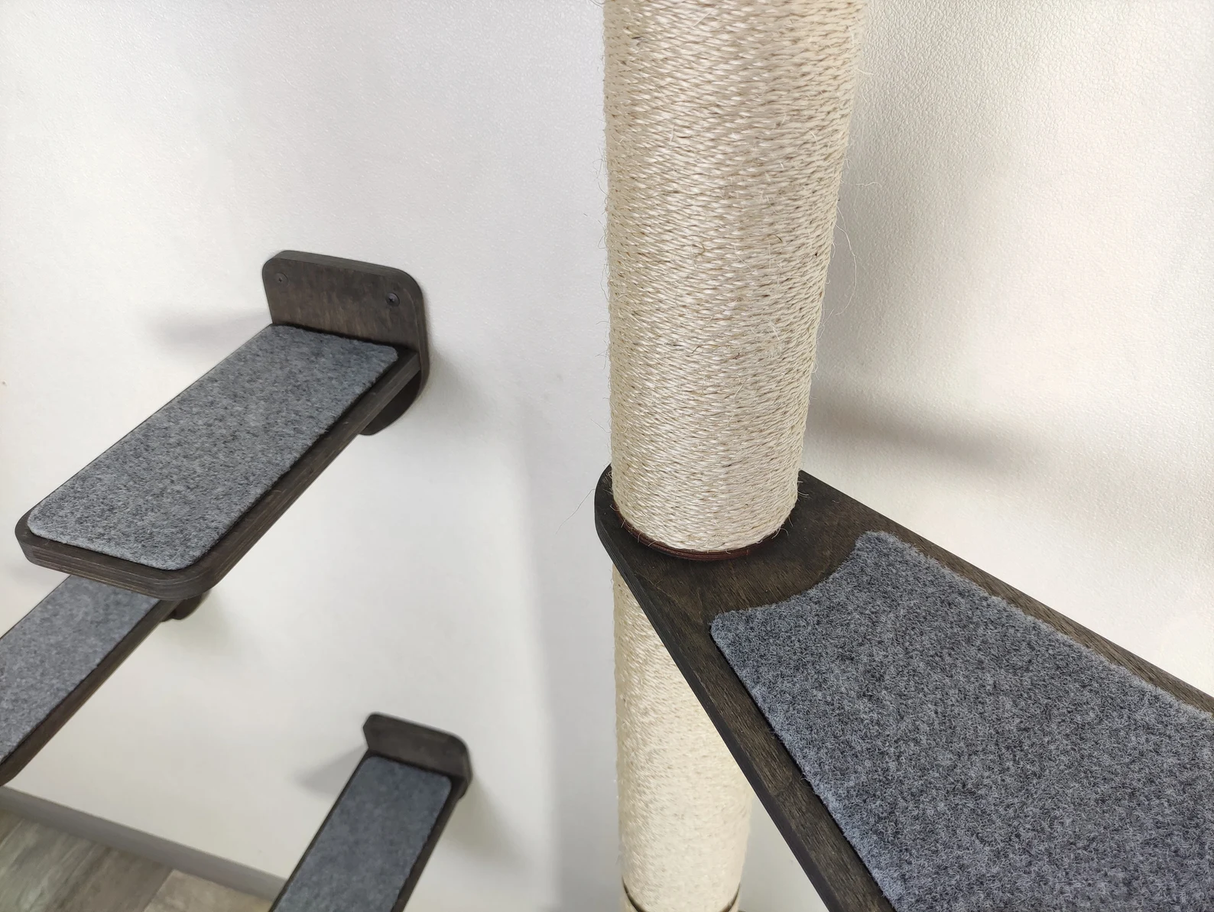 Cat scratching post and steps on the wall