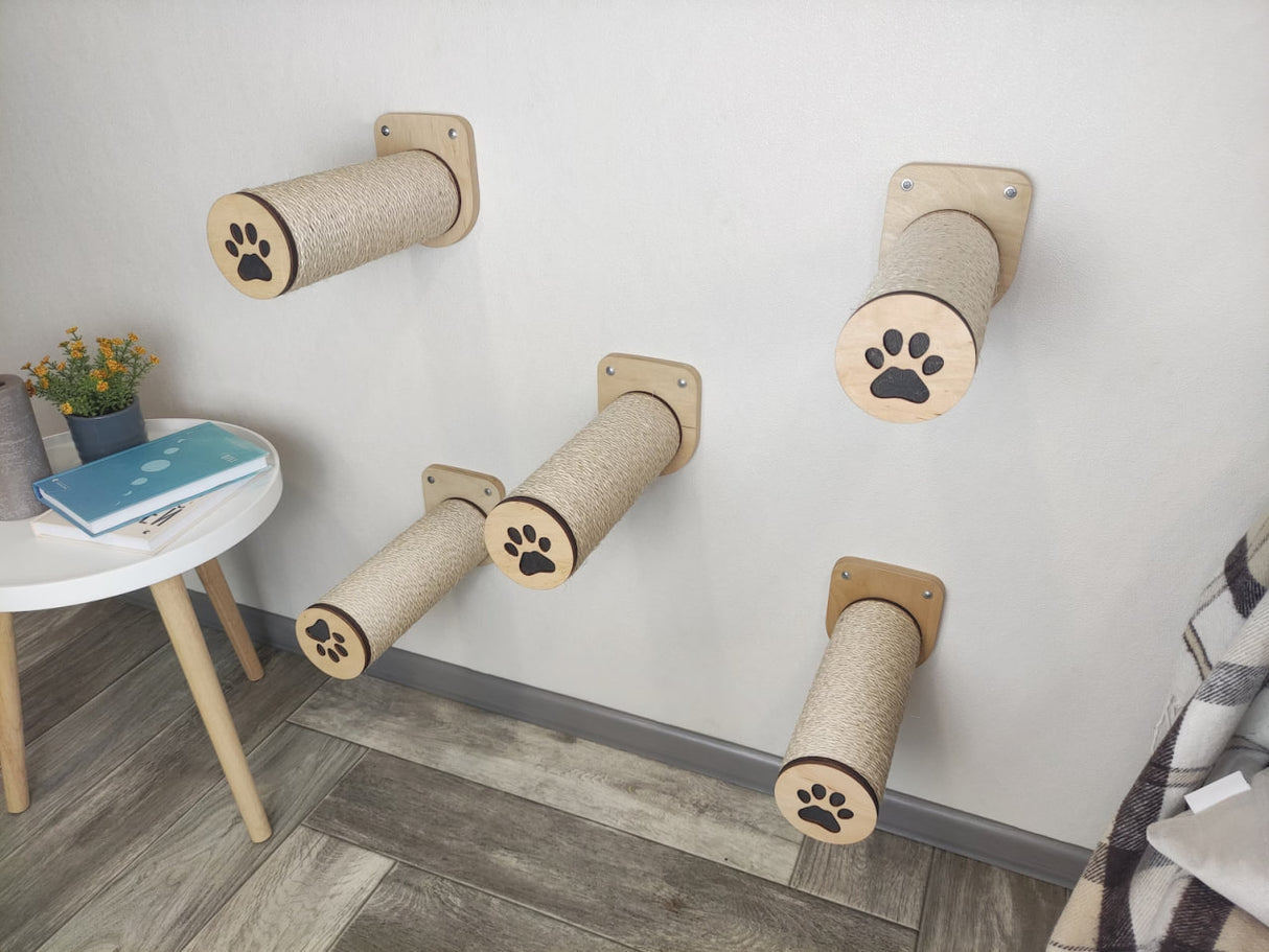 set of five light sisal steps