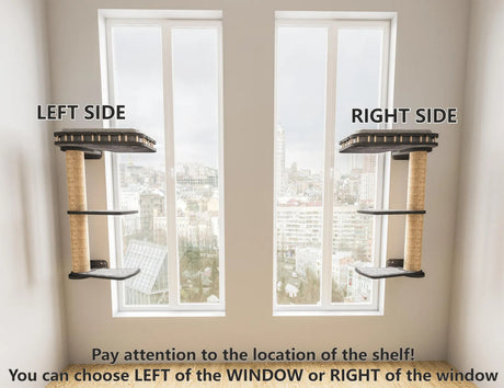 Scratching Post with Window Shelf & Steps - for Left Side and Right Side of Window