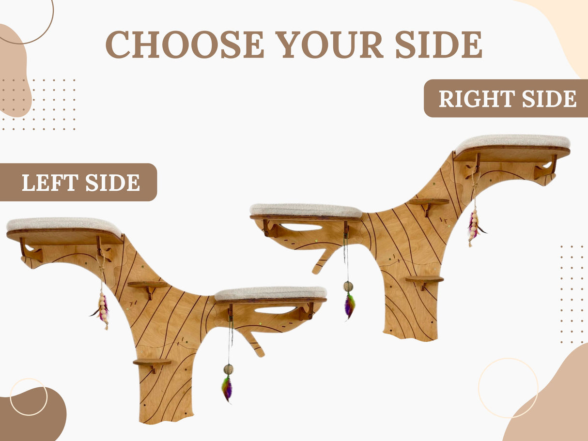 Wooden chair with a choice between left and right sides on a light background