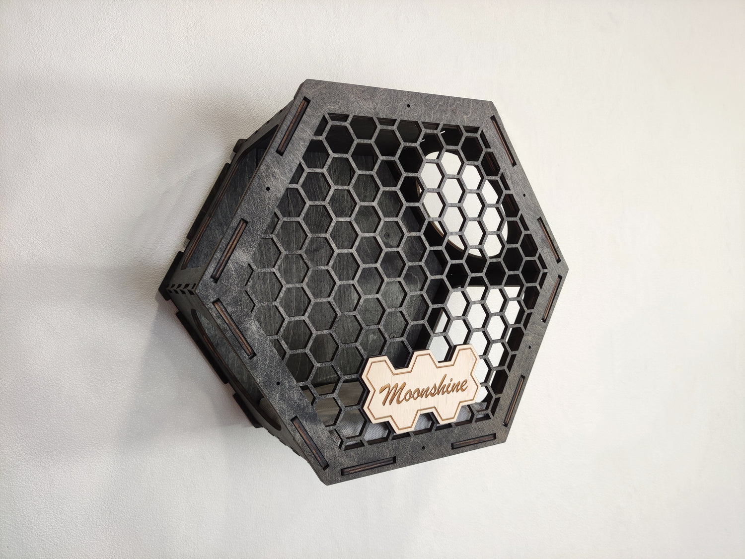 Cat Hexagon Shelf with Cushion plus a honeycomb front panel