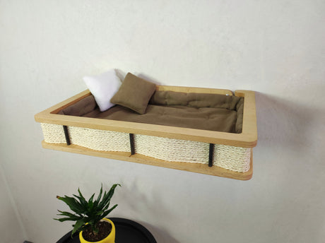 Modern Wall Shelf with Cushion for Large Cats