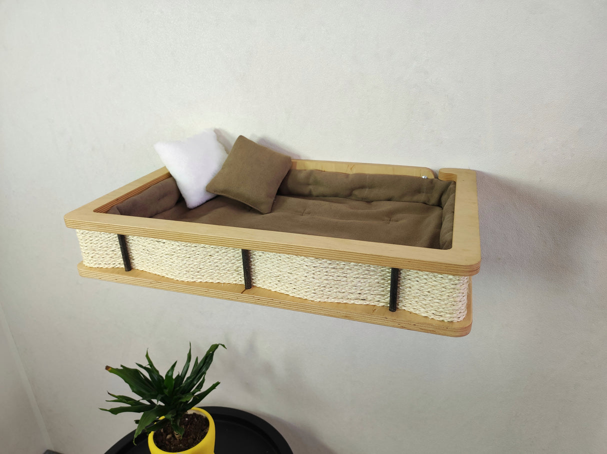 Modern Wall Shelf with Cushion for Large Cats