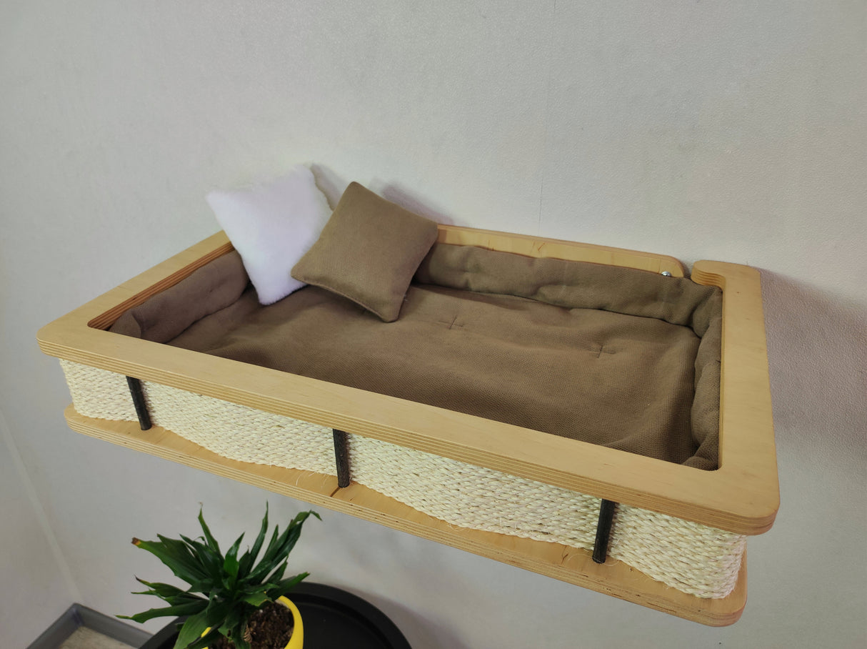 Modern Wall Shelf with Cushion for Large Cats