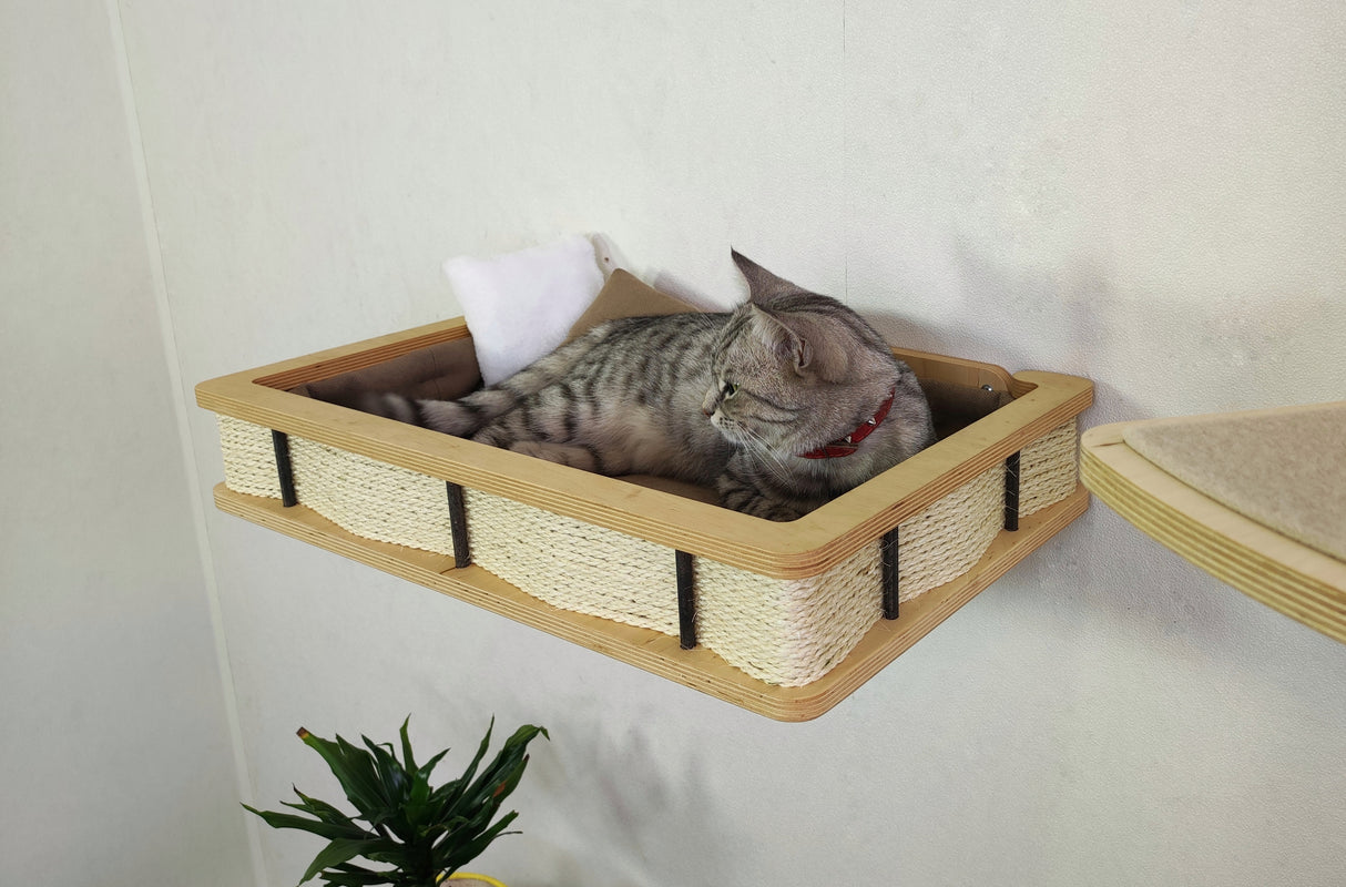 Modern Wall Shelf with Cushion for Large Cats