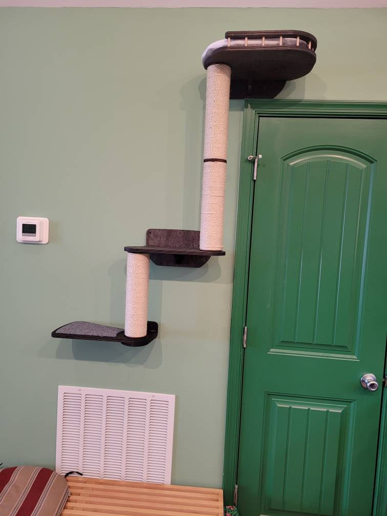 Vertical Cat Wall Tree - Scratching Post Plus Shelf on Top