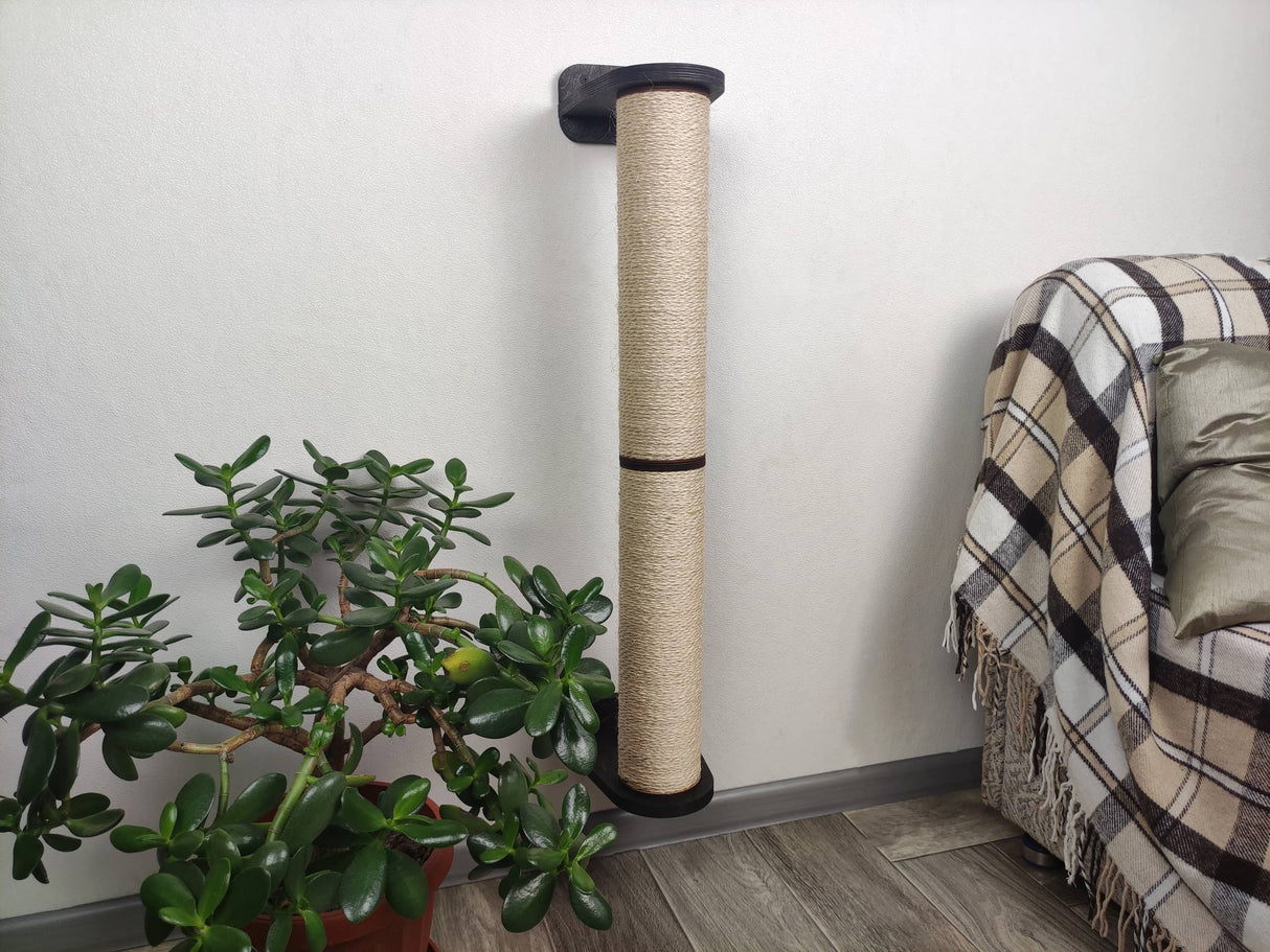 Double cat scratching post - dark color of wood