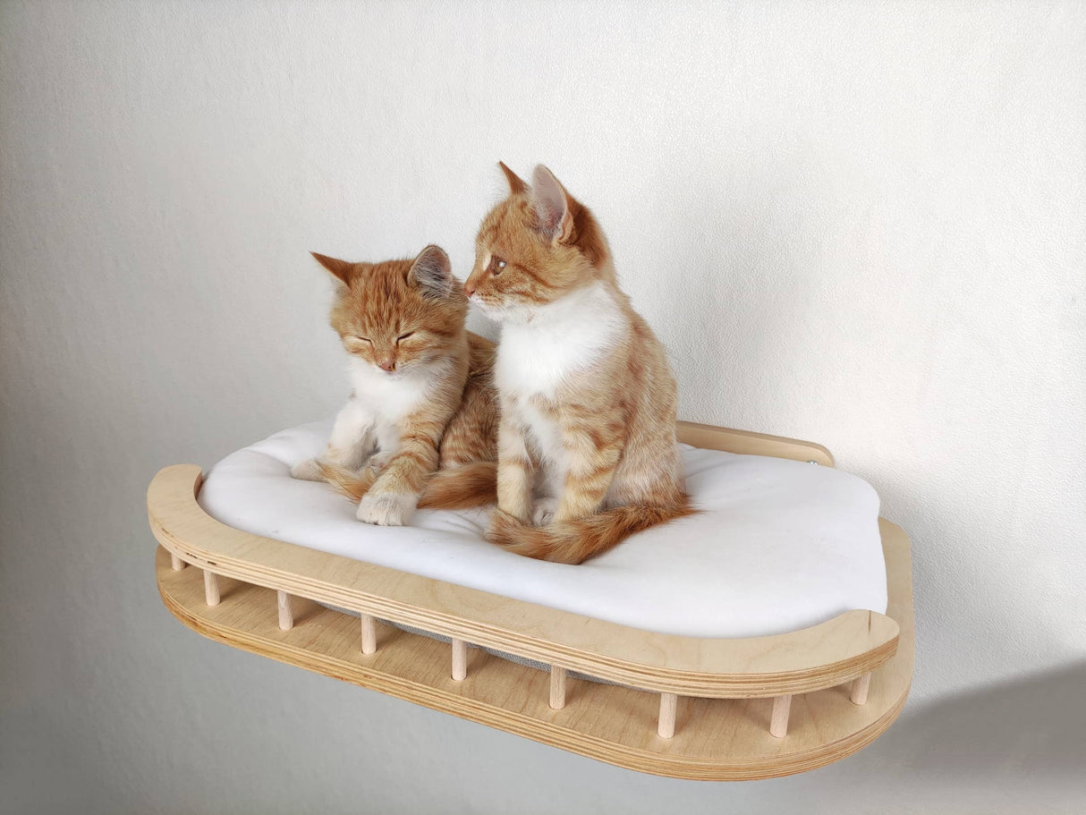 Wall bed for cats with soft cushion - natural color