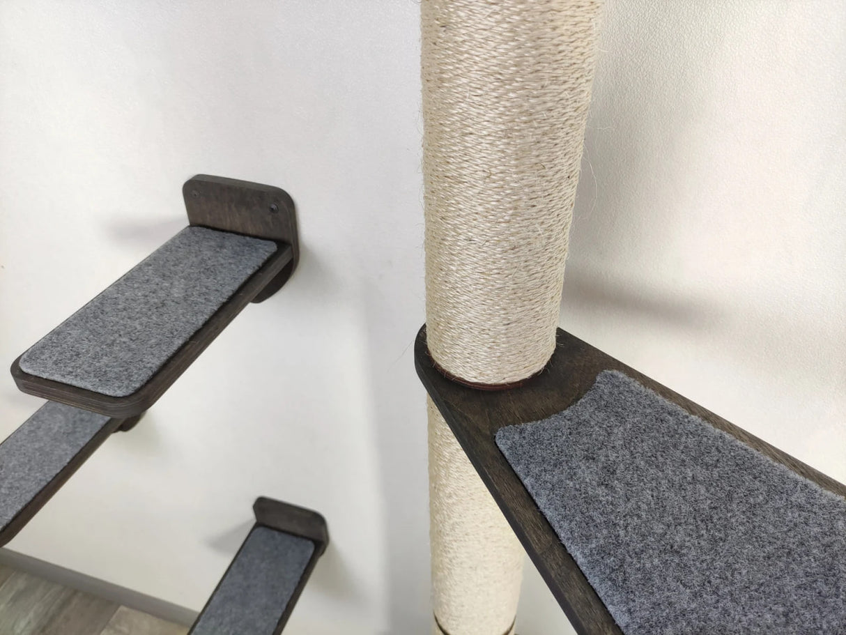 Cat scratching post and steps on the wall
