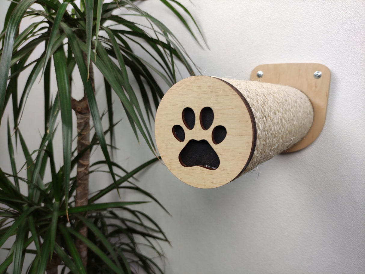 Cat wall sisal step with paw print