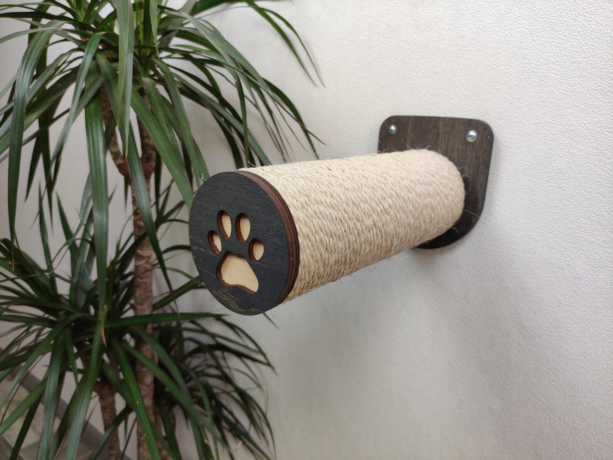 Cat wall sisal step with paw print
