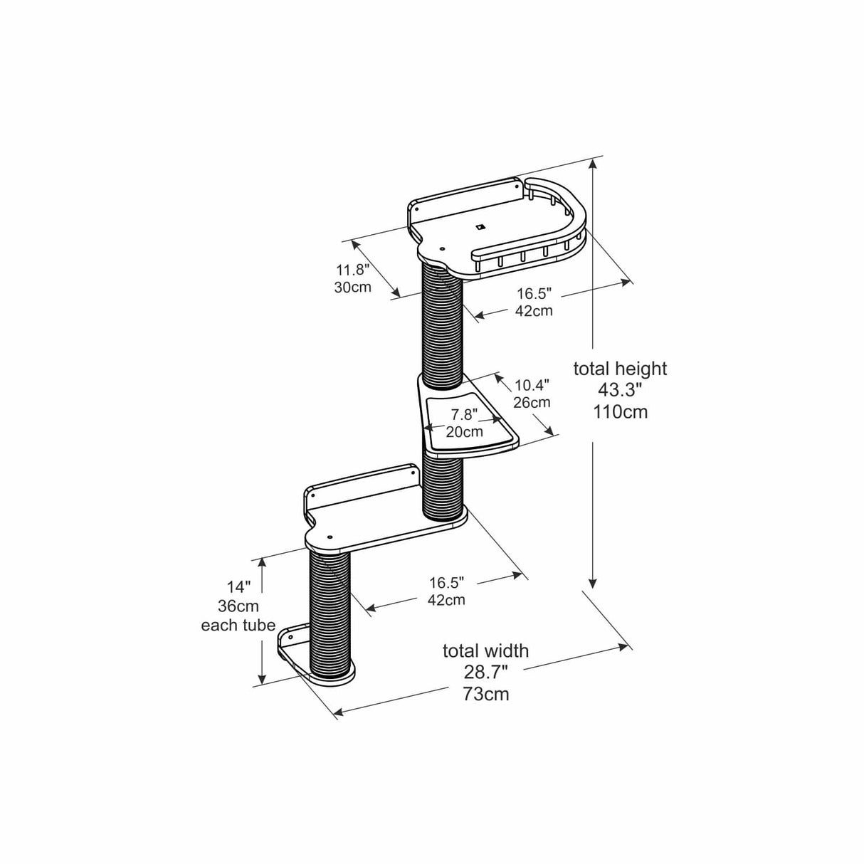 Vertical Cat Wall Tree - Scratching Post Plus Shelf on Top