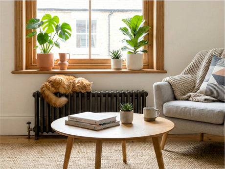 cat sleeping on the radiator