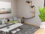 Modular Wall-Mounted Cat Tree with Bridge, Scratch Posts & Shelves