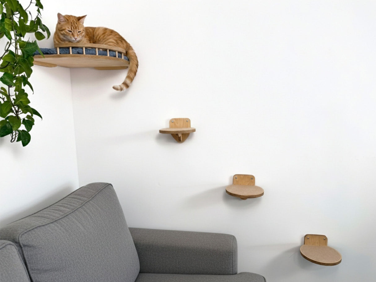 Cozy Corner Cat Bed with Soft Cushion - Optional Steps for Easy Access