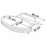 Measurement chart of a product with dimensions labeled in centimeters.