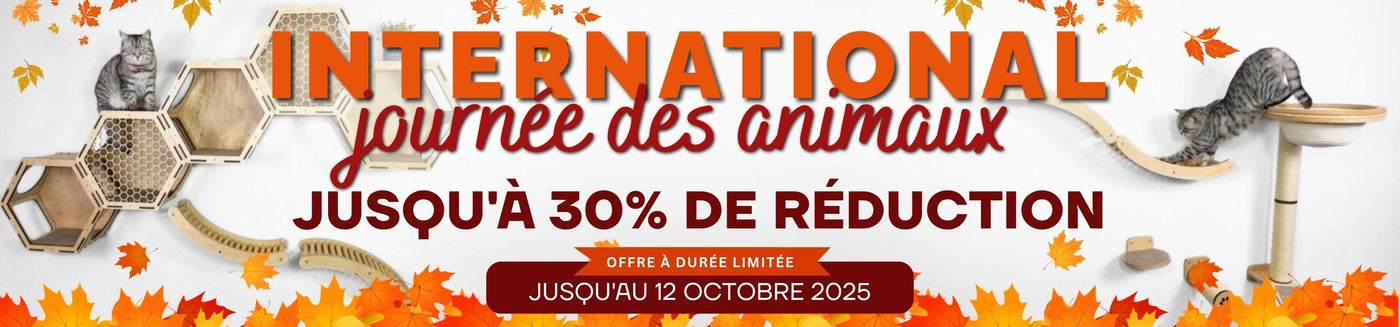 Promotional banner for International Animal Day with discounts on animal products.
