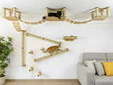 Large cat wall furniture setin natural color (Ceiling and wall shelves)