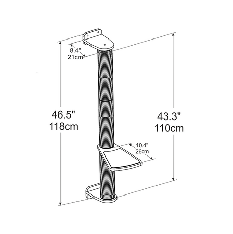 46" Wall Mounted Cat Scratching Post