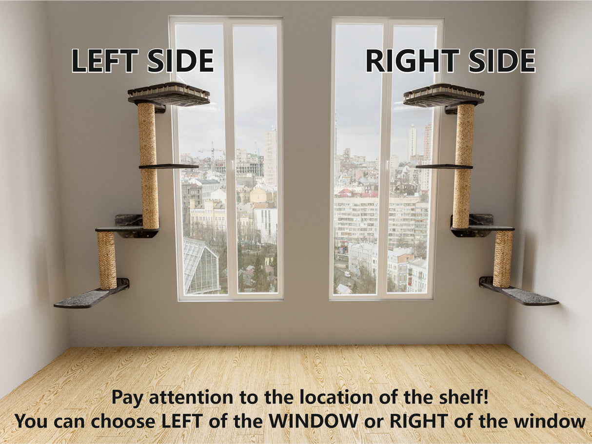 Cat window scratching post with bed