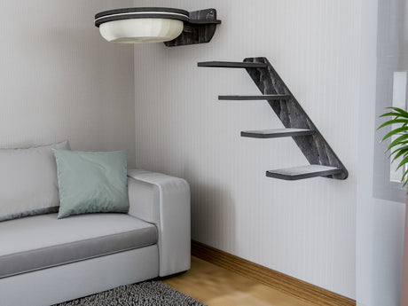 cat wall shelves with steps