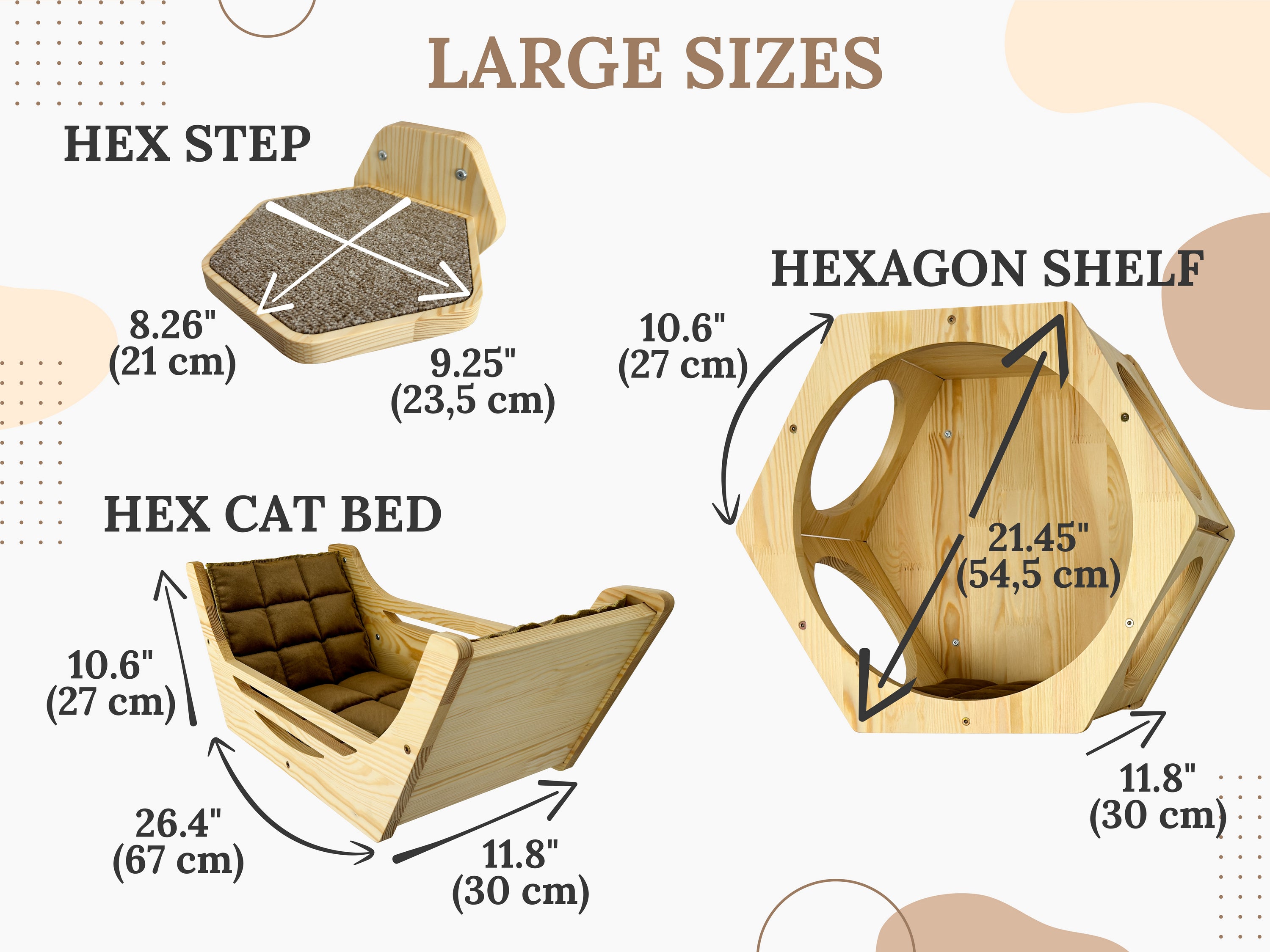 Cat wall furniture / Hexagon bed - Natural