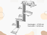 Measurement chart of a cat wall scratching post with dimensions labeled