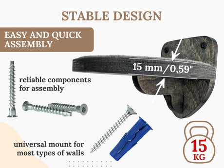 Wooden cat step with assembly components and specifications on a white background