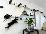 Modern Cat Climbing Wall Set, Cat Wall Furniture – Wooden Shelves, Cozy Hammocks, Tunnels, and Scratching Post for Cat