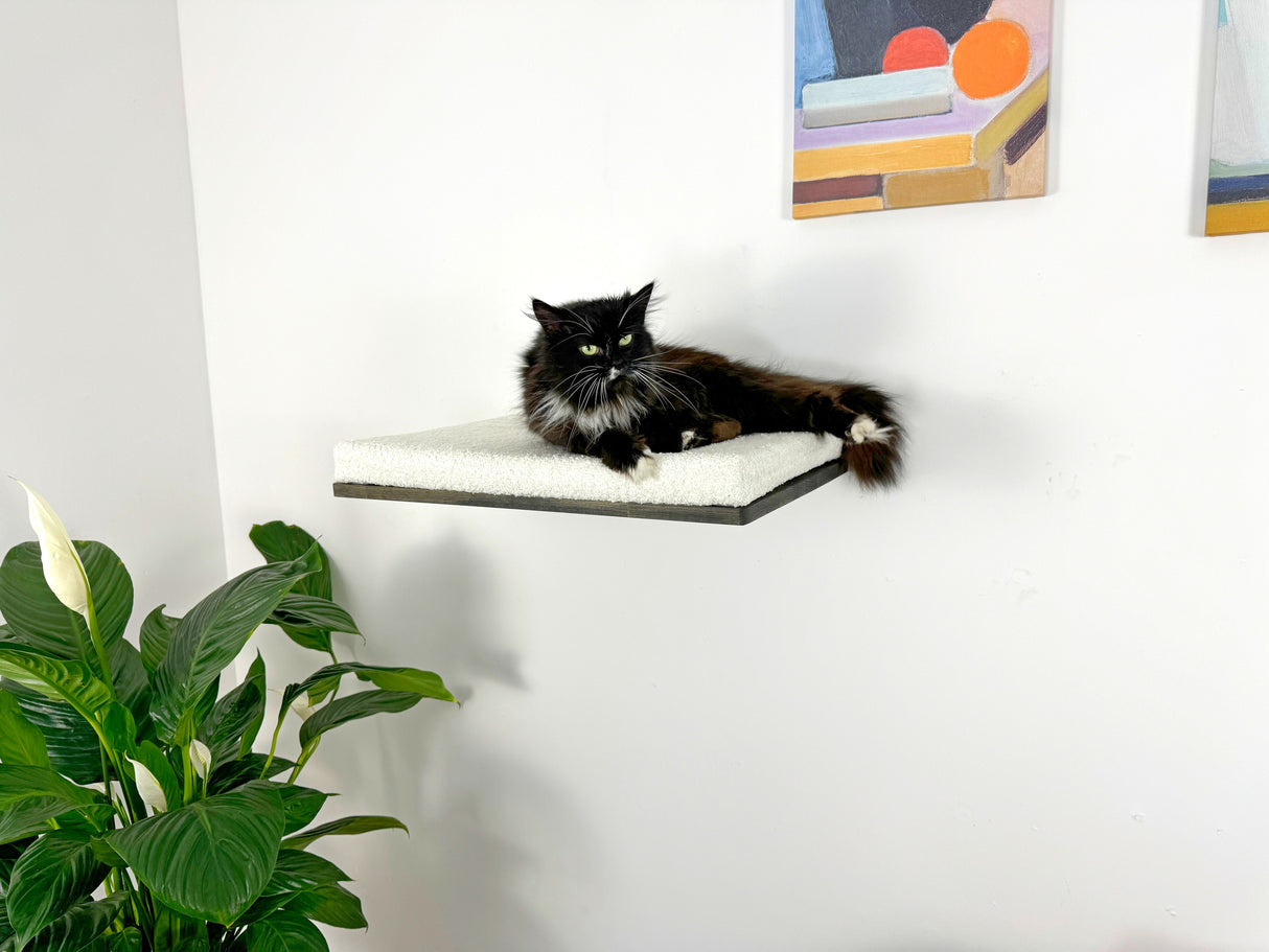 Wooden Wall Mounted Cat Shelf "LUCY", Cat Bed With Soft Cushion