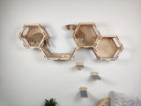 Modern Cat Climbing Wall, Hexagon Cat Shelf, Shelves for Large Cats, Cat Furniture Stairs, Cat Bed - Natural