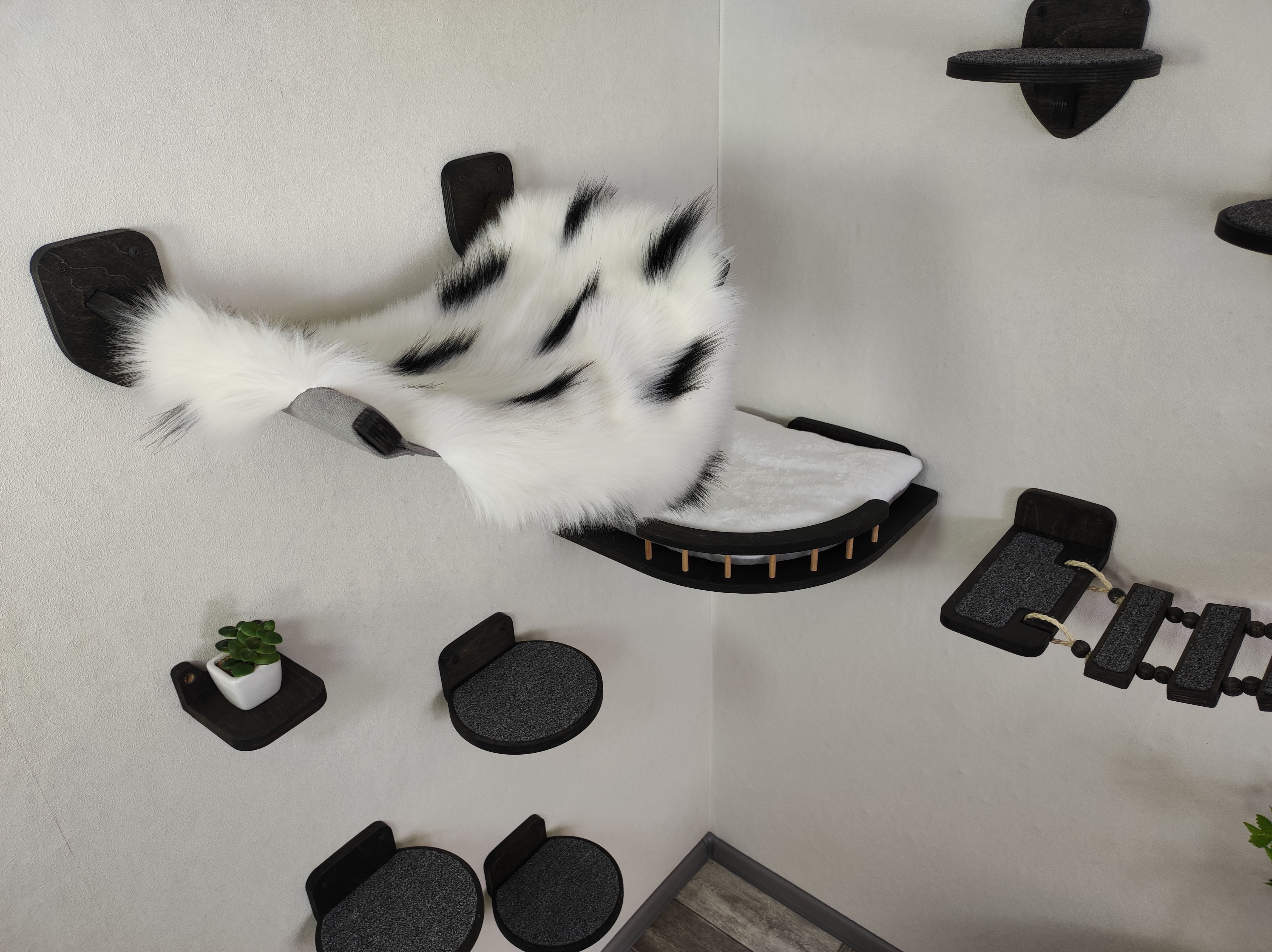Modern cat furniture set with cat hammock