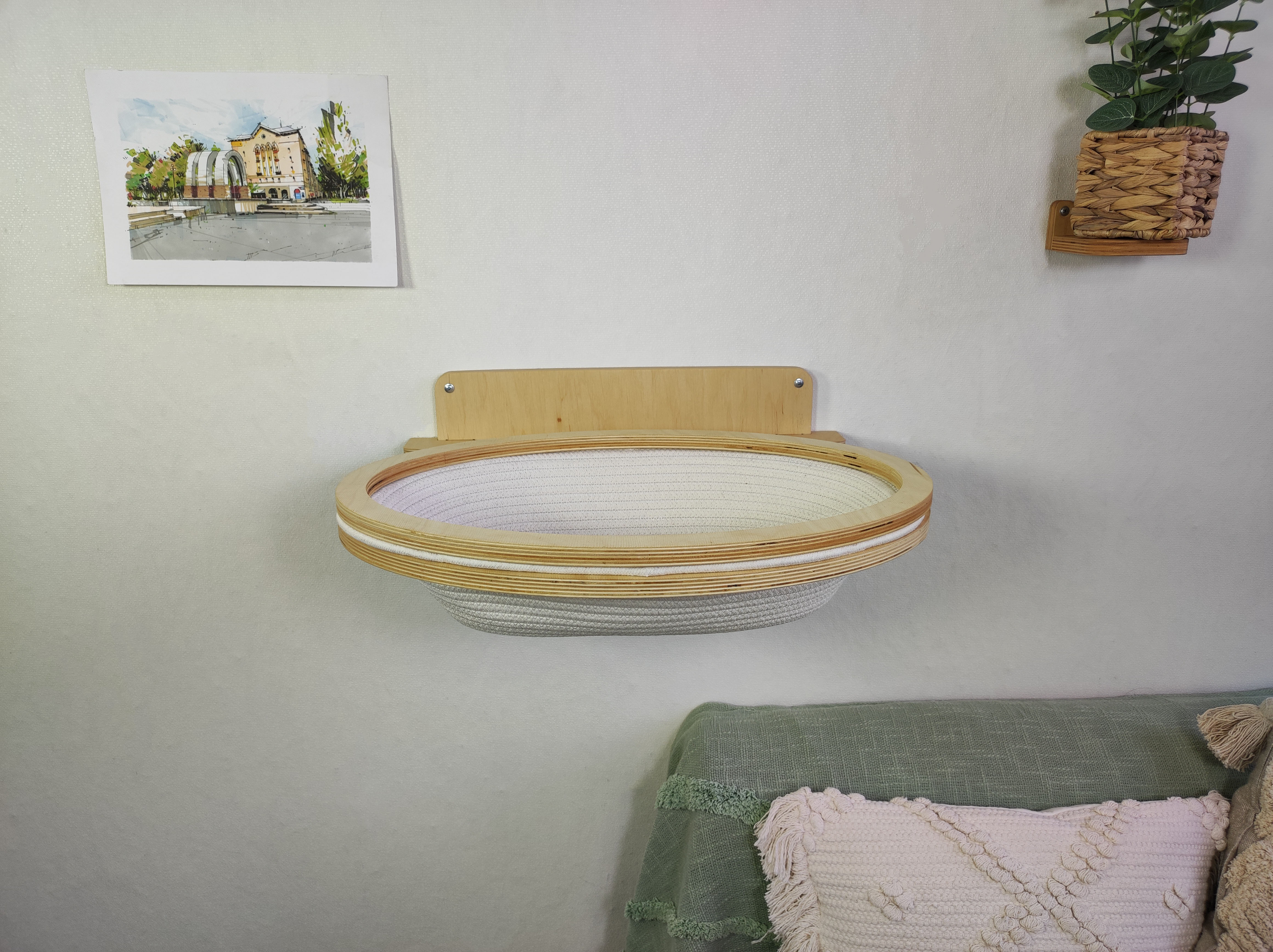 Cat wall furniture ECO COTTON basket - Light