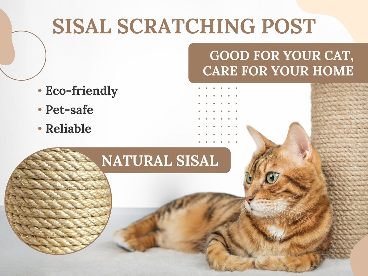 sisal cat scratching pole, wall mounted