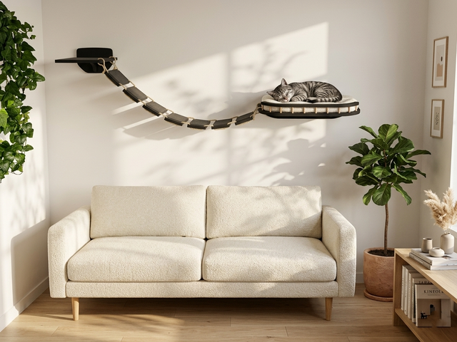 Cat wall furniture - dark color of wood