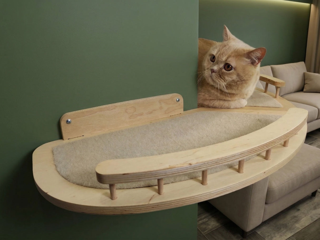 Set of 2 shelves for the outer corner of the cat room