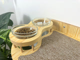 Big cat shelf-feeder, Shelf with 2 raised bowls