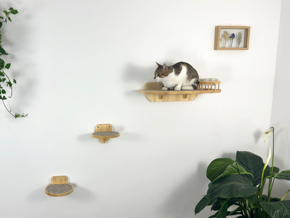 Cat Feeder Shelf Set, Cat Food Shelf, Pet Bowls and Steps