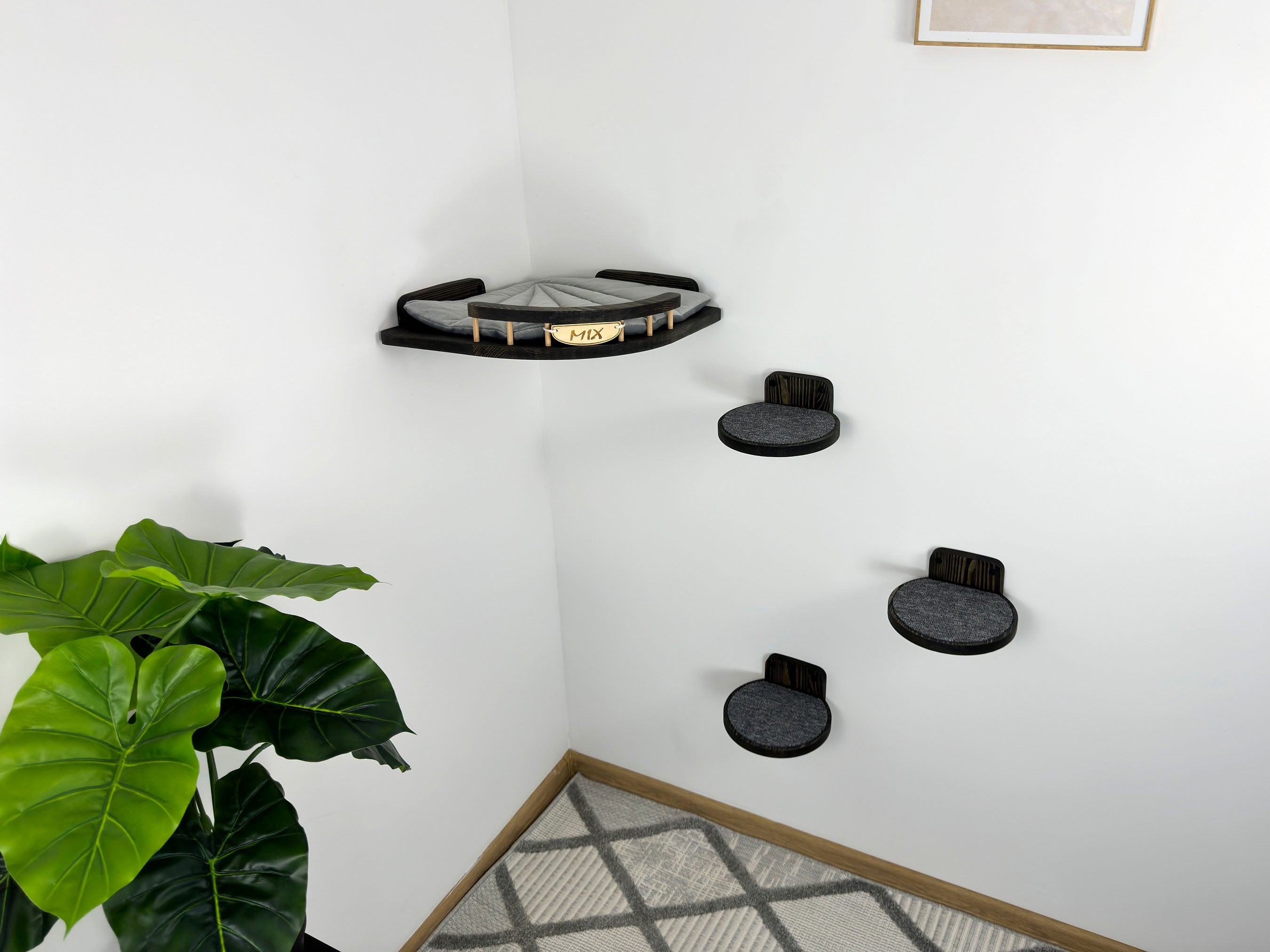 Cat corner shelf and steps - Dark