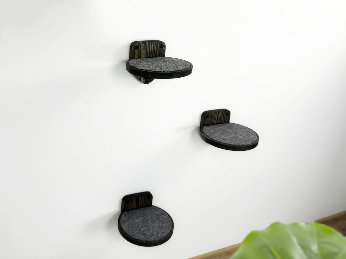 Cat wall furniture, Cat wall steps, Set of 3 round steps