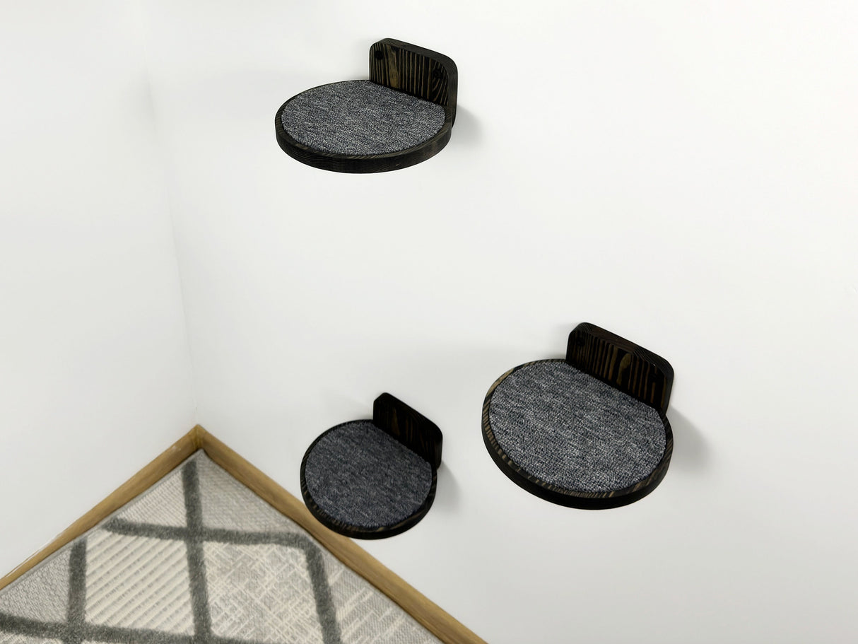 Cat wall furniture, Cat wall steps, Set of 3 round steps