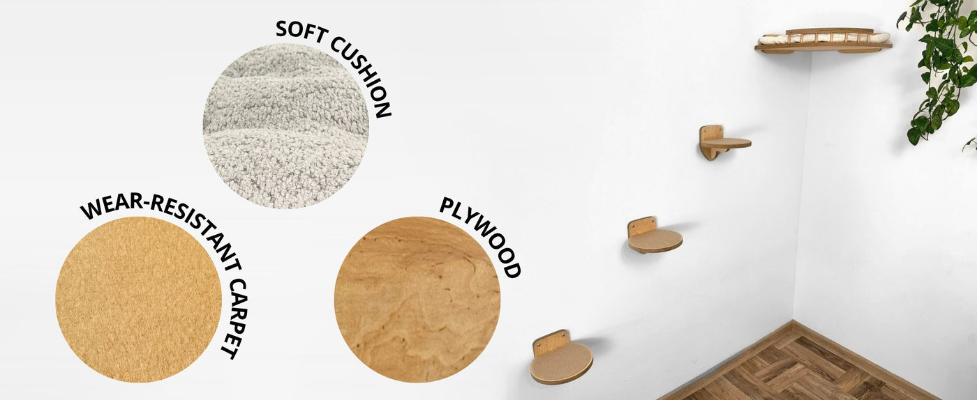Cat wall bed with 3 round steps 
