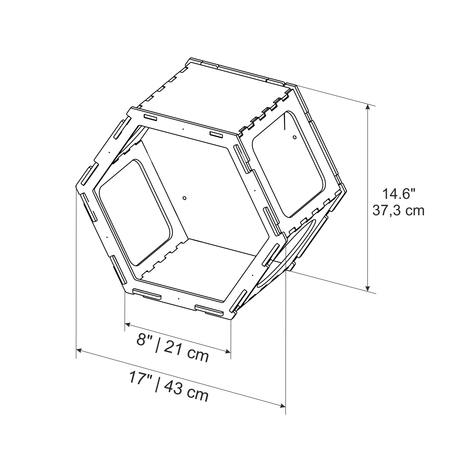 Dimensions of Wall Mounted Cat Hex Shelf