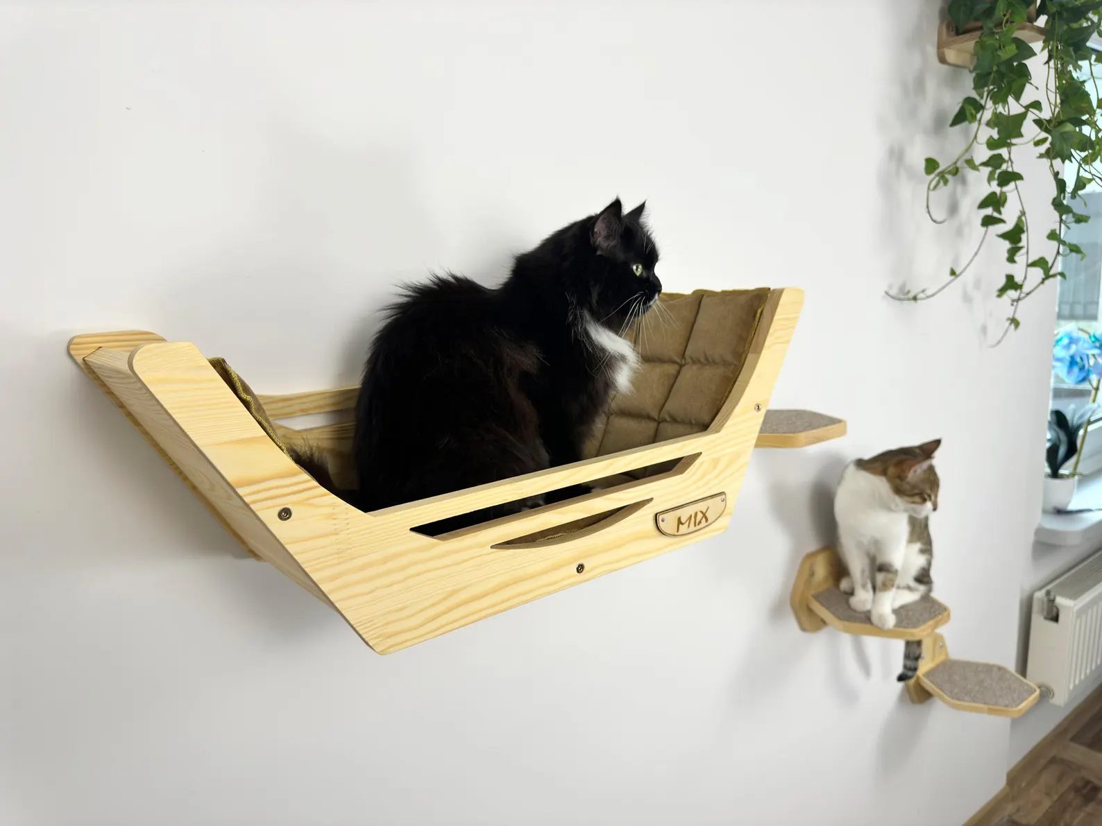 Cat wall shelves and steps - Natural