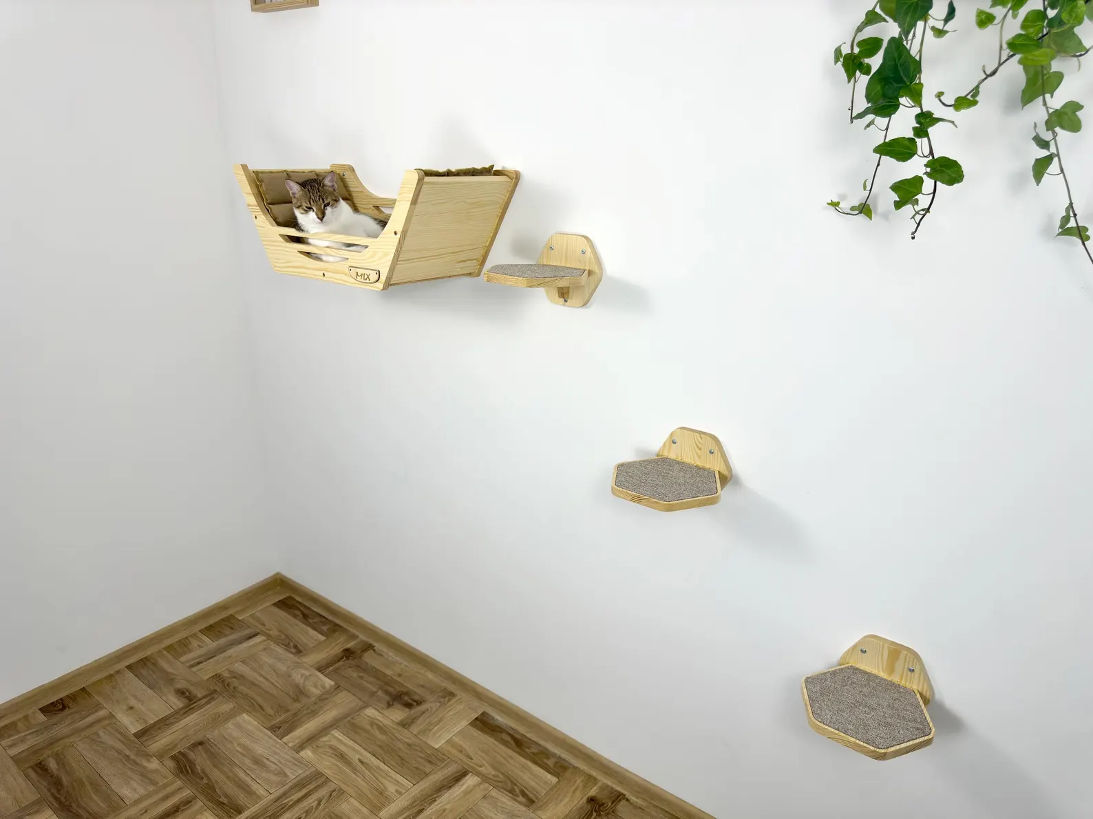 Cat wall shelves and steps - Natural