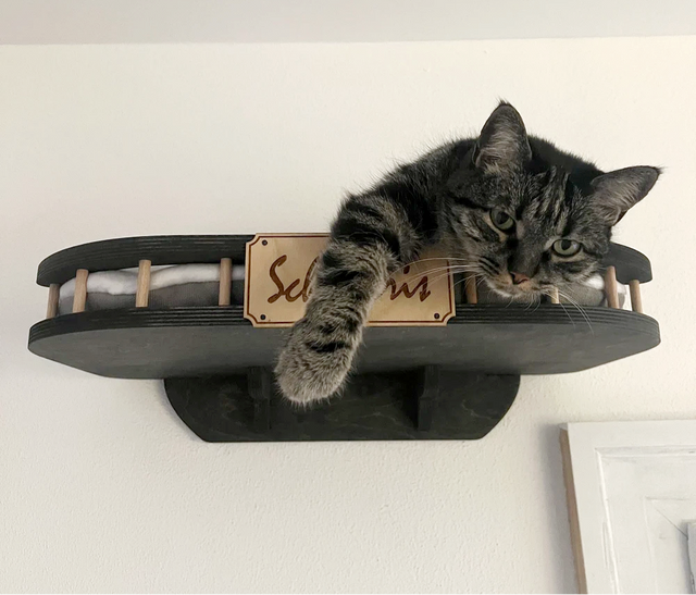 Large Wall Cat Bed With Soft Cushion - dark color