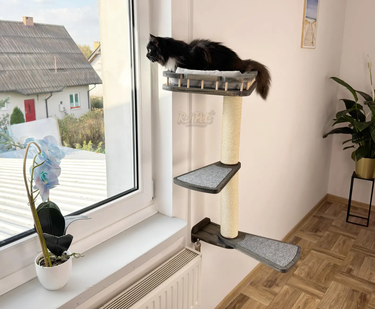 Cat window perch, Cat condo, Cat wall tree, Universal furniture set for curious cats