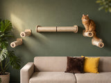 Cat furniture set: one 2pc scratching post and 4 steps with paw print